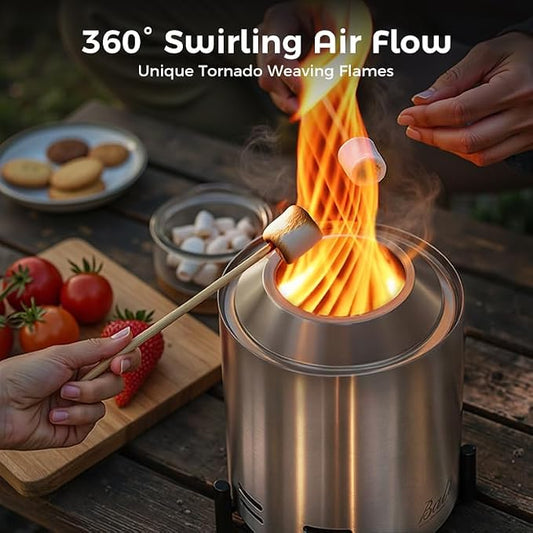 BALI OUTDOORS 6.5 inch Tabletop Fire Pit Round, Stainless Steel Table Top Firepit Small, Outdoor Smokeless Firepit Portable, Silvery