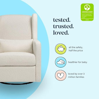 Carter's by Davinci Arlo Recliner and Swivel Glider in Ivory Boucle, Greenguard Gold Certified