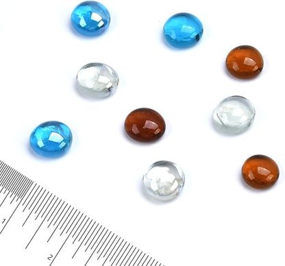 GasSaf Blended Fire Glass Beads for Outdoor Fire Pit, Fireplace, Replaces Existing Gas Logs & Lava Rocks, 3/4 Inch Glass(10 Pound)(Caribbean Blue, Amber, Crystal Clear Luster)