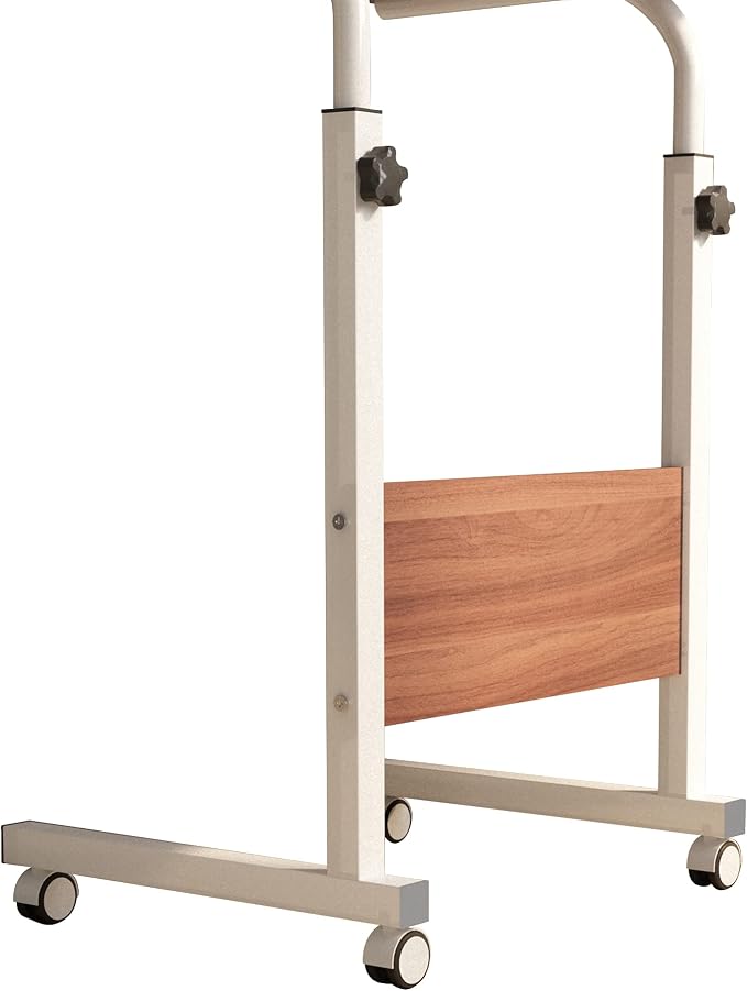 soges 23.6 inches Mobile Side Desk with Tablet Slot Height Adjustable Laptop Cart Stand Portable Laptop Desk Workstation with Wheels Walnut CXYM-5/3-60HW