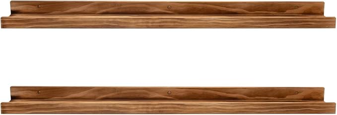AZSKY 48 Inches Long Wood Photo Picture Ledge Shelf with Lip Floating Shelves for Nursery Books Set of 2 Rustic Wall Shelf for Kids Bedroom Office Bathroom Living Room Frames