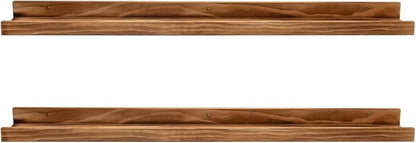AZSKY 48 Inches Long Wood Photo Picture Ledge Shelf with Lip Floating Shelves for Nursery Books Set of 2 Rustic Wall Shelf for Kids Bedroom Office Bathroom Living Room Frames