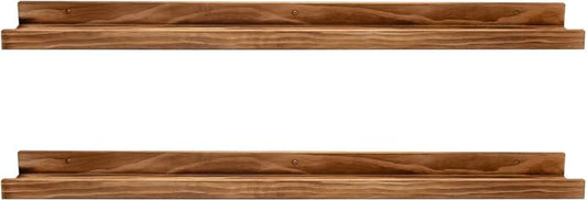 AZSKY 48 Inches Long Wood Photo Picture Ledge Shelf with Lip Floating Shelves for Nursery Books Set of 2 Rustic Wall Shelf for Kids Bedroom Office Bathroom Living Room Frames