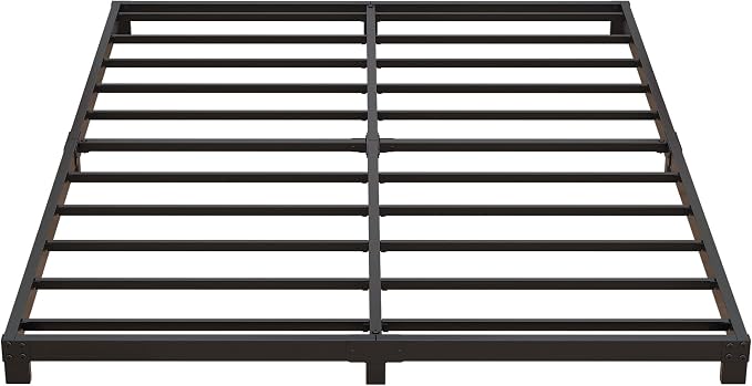 Nailsong 3 Inch Bed Frame Full Low Profile, Full Size Metal Bed Frame No Box Spring Needed, Heavy Duty Metal, Easy Assembly, Black