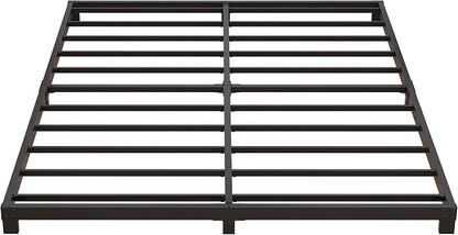 Nailsong 3 Inch Bed Frame Full Low Profile, Full Size Metal Bed Frame No Box Spring Needed, Heavy Duty Metal, Easy Assembly, Black