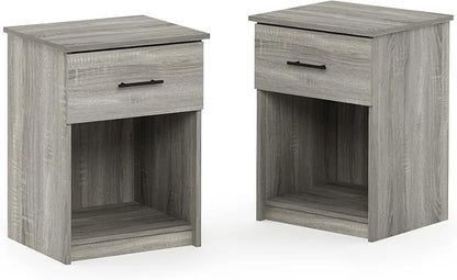 Furinno Tidur Nightstand, 2-Pack, French Oak Grey