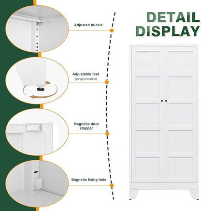 Letaya 72" H Metal Storage Cabinet with 2 Doors and 4 Shelves,Tall Kitchen Pantry Cabinets,Utility Pantry Organizers for Cupboard/Dining/Bathroom/Home Office/Garage (Black, 72" H x 18" D x 33.5" W)