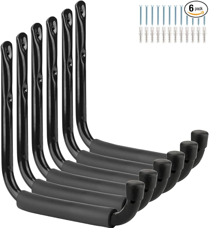 Heavy Duty Steel Garage Storage Hooks, 9.5Inches Jumbo Arm Ladders Utility Rack, Wall Mounted Hanger Organizer for Tools, Bikes, Jeep Door