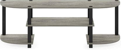 Furinno Turn-S-Tube Toolless Assembly TV Stand for TV up to 55 Inch, 3-Tier Grey Entertainment Center, TV Console for Living Room, Bedroom, Home Office, Grey Oak