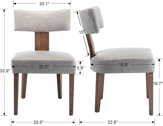RIVOVA Mid Century Modern Dining Chairs Set of 2 PU Leather Upholstered Dining Room Chairs Side Chairs, Modern Kitchen Armless Parson Chairs Solid Wood Dining Chairs for Kitchen Dining Room, Grey