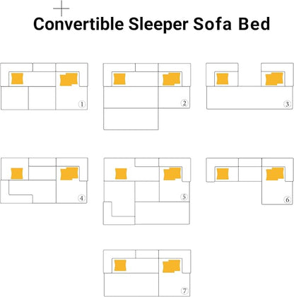 ivoros 108" Oversized Convertible Sleeper Sofa Bed, Corduroy L Shape Sectional Couch, Folding Sofa Bed with Fixed-Shape Frame, Modern Cloud Floor Mattress Couch, Modular Sofa for Living Room, Yellow
