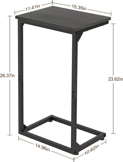 AMHANCIBLE C Shaped End Tables Set of 2, Couch Side Tables that Slide Under Sofa, Slim TV Trays for Living Room and Bedroom, Narrow Space Saving Laptop Workstation, Dark Grey HET02BDG