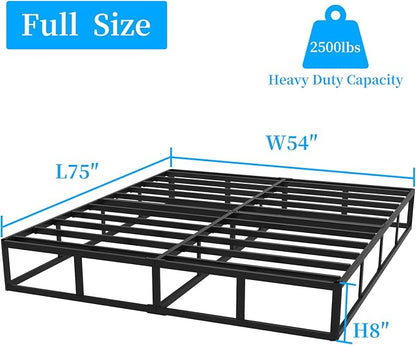 Awesofurni Full Size Box Spring, 8 Inch Full Size Box Spring Only, 3000 lbs Heavy Duty Metal Frame Mattress Foundation with Fabric Cover, Easy Assembly-Noise Free