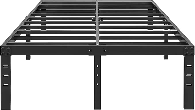 HOBINCHE 14 Inch Metal California King Size Bed Frame No Box Spring Needed - Easy Assembly Heavy Duty Noise Free Bedframes - Double Black Basic Steel Slats Platform with Storage