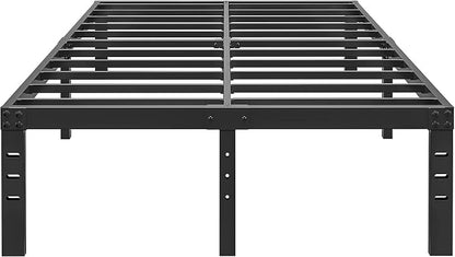 HOBINCHE 14 Inch Metal California King Size Bed Frame No Box Spring Needed - Easy Assembly Heavy Duty Noise Free Bedframes - Double Black Basic Steel Slats Platform with Storage