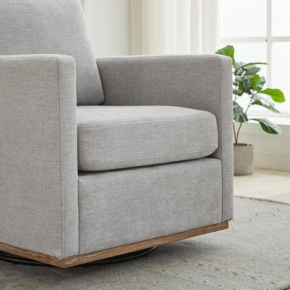 Swivel Accent Chair, 360 Degree Square Swivel Chair for Living Room, Mid Century Modern Upholstered Accent Barrel Chair,Comfy Sofa Armchairs for Bedroom,Nursery,Chenille, Grey