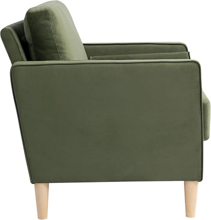 Studio Living® Lexington 39.4" Arm Chair, Mid-Century Modern, Pocket Coil Comfort, Easy Assembly, Velvet Fabric, Olive Green