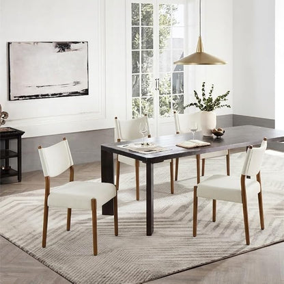 KISLOT Upholstered Dining Chairs Set of 2, Solid Wood Armless Kitchen Chairs with Soft Polyester Fabric, Modern Dining Room Seating, Linen