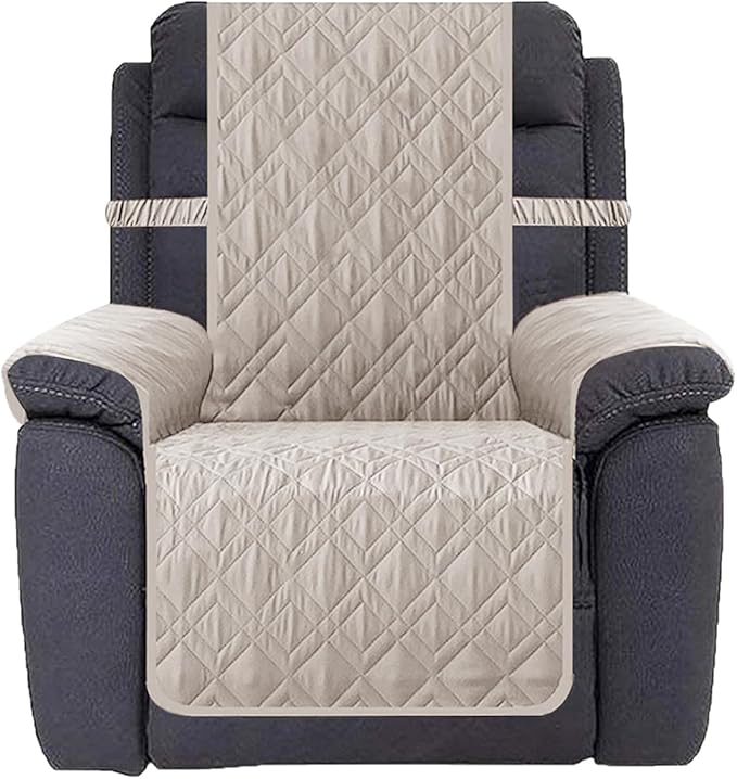 Ameritex Waterproof Nonslip Recliner Cover Stay in Place, Dog Chair Cover Furniture Protector, Ideal Recliner Slipcovers for Pets and Kids (Khaki, 23")