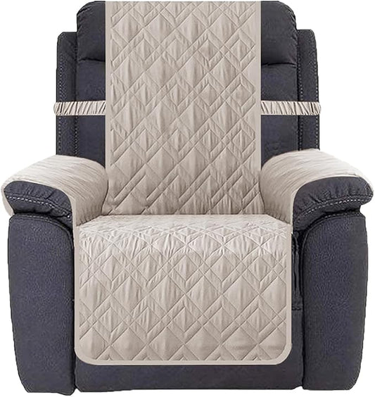 Ameritex Waterproof Nonslip Recliner Cover Stay in Place, Dog Chair Cover Furniture Protector, Ideal Recliner Slipcovers for Pets and Kids (Khaki, 23")