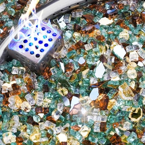 NUPICK 5 Pound Fire Glass, 1/4 Inch Reflective Fire Pit Glass