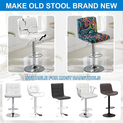 Levoberg Bar Stools Cover Set of 4 Printed Armless Swivel Barstools Slipcovers with Backs Stretch Square Counter Height Bar Stools Covers Mid Low Back Chair Cover for Kitchen Dining Room Bar #11