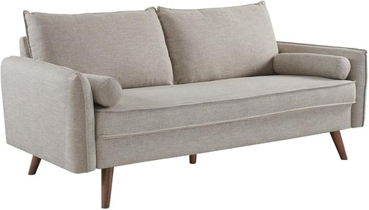 Modway Revive Contemporary Modern Fabric Upholstered Sofa In Beige