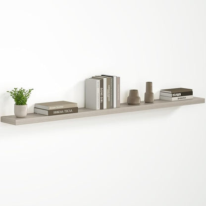 Fun Memories 72 Inch Floating Shelves - Fireplace Mantel Shelf - Deep Wall Mounted Wood Storage Shelf for Bedroom, Kitchen, Farmhouse - 1 Pack, Grey