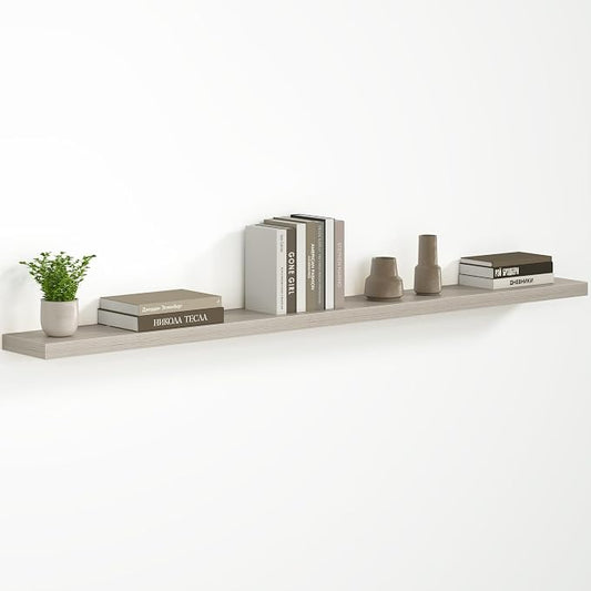 Fun Memories 72 Inch Floating Shelves - Fireplace Mantel Shelf - Deep Wall Mounted Wood Storage Shelf for Bedroom, Kitchen, Farmhouse - 1 Pack, Grey