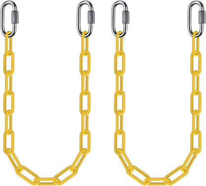 2Pcs 20" Heavy Duty Hanging Chain with Hook Swing Extension Chain Yellow | 1000 LB Capacity Coated Hammock Extension Chain for Swing Set, Hanging Chair, Porch Swin, Heavy Bags, for Indoor Outdoor Use