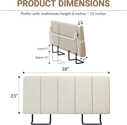 Twin Size Headboard Only-No Assembly, Upholstered Headboard Twin Size Linen Fabric Modern Style Headboards Extra-Thick, Beige
