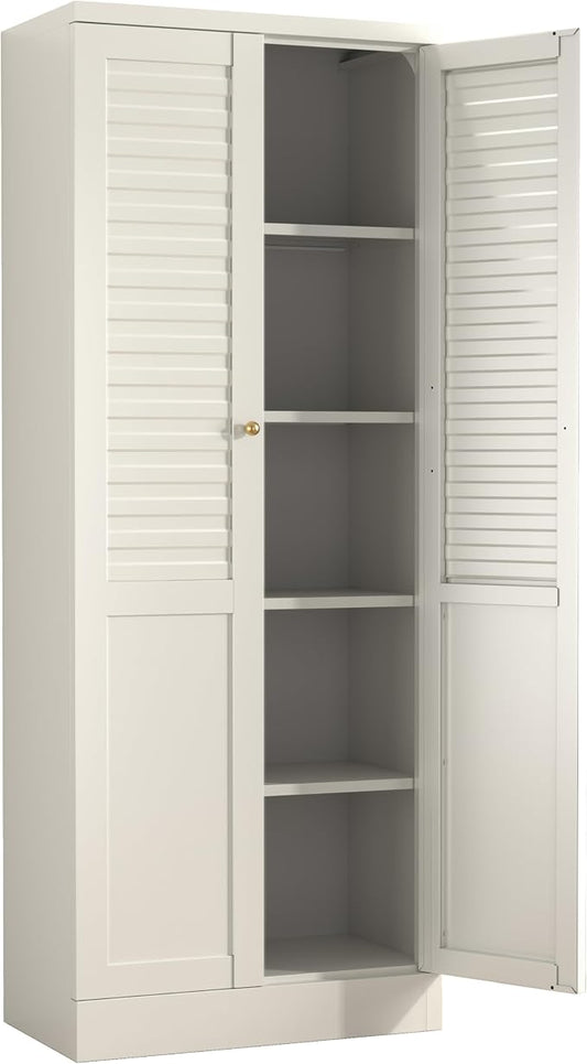 61'' Metal Pantry Cabinet with 4 Adjustable Shelves, Freestanding Steel Storage Cabinet for Kitchen & Home