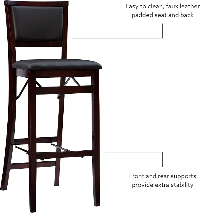 Linon Keira Pad Back Folding Bar Stool