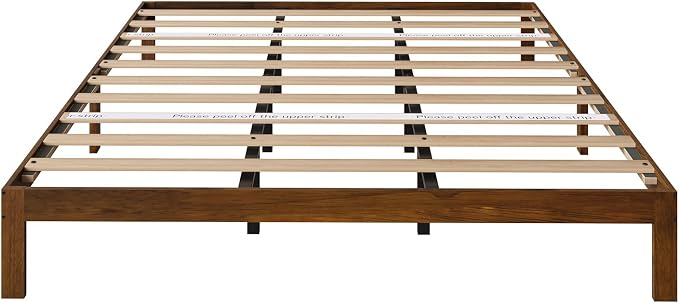 Novilla 12 Inch King Bed Frame, Classic Solid Wooden King Size Platform Bed Frame, Sturdy Wood Slat Support, No Box Spring Needed, Easy Assembly, Walnut
