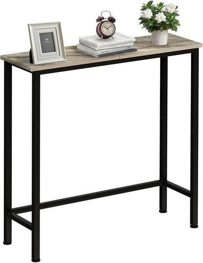 Narrow Console Table, 29.5" Small Entryway Table, Thin Hallway Tables, Slim Sofa Side Tables for Hallway, Living Room, Bedroom, Foyer, Marbleized Grey