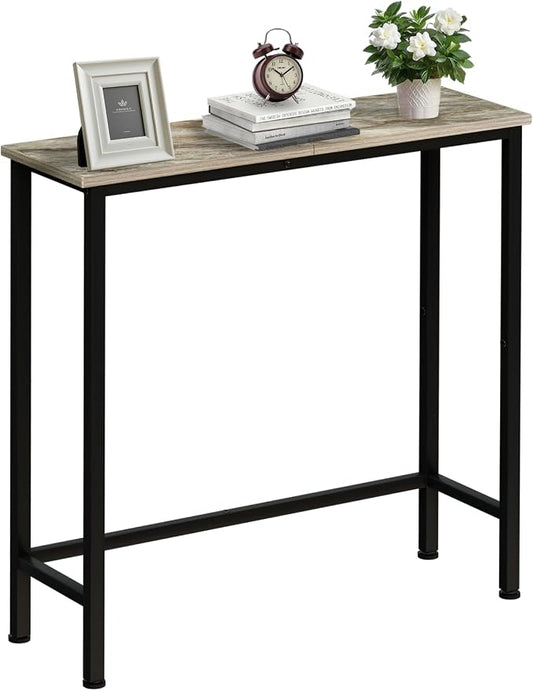 Narrow Console Table, 29.5" Small Entryway Table, Thin Hallway Tables, Slim Sofa Side Tables for Hallway, Living Room, Bedroom, Foyer, Marbleized Grey
