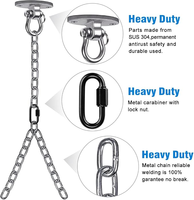 BeneLabel Set of 2 Heavy Duty Porch Swing Hanging Chain Kit, Hammock Chair Hardware for Indoor Outdoor Playground, Punching Bags, 4 Screws for Wooden, 1000LB Capacity, 81"