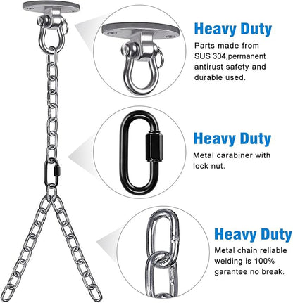 BeneLabel Set of 2 Heavy Duty Porch Swing Hanging Chain Kit, Hammock Chair Hardware for Indoor Outdoor Playground, Punching Bags, 4 Screws for Wooden, 1000LB Capacity, 81"