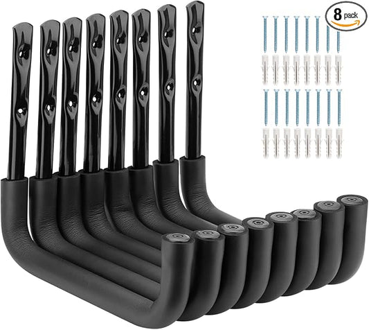 8 Pack Ladder Hooks 9.8Inch Garage Storage Utility Hook Heavy Duty Wall Mounted Storage Organizer Hanging Folding Chair Bike Ski Tool