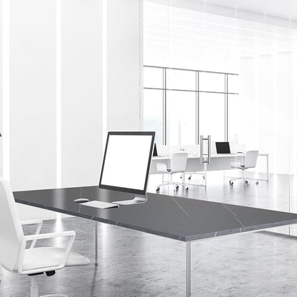 Kaboon Universal Tabletop 55"x27.5", Solid One-Piece Melamine Table Top, Double Desk L-Desk DIY, Home and Office Countertop, Cloud Atlas/Black Marble