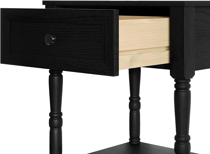 HOME DESIGN Homer King Tufted Wingback Upholstered Panel Bed with 2 Matching 1 Drawer Nightstands, Bedroom Furniture Set with Open Shelf Storage, Black Black
