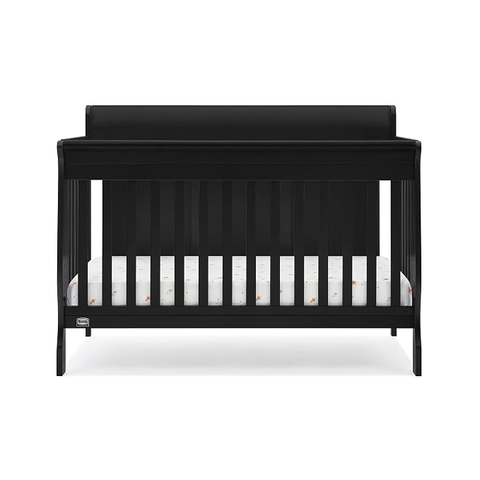 Simmons Kids Carter 6-in-1 Convertible Crib - Greenguard Gold Certified, Black Ebony