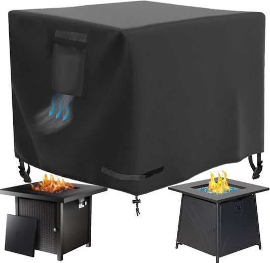 WICKTICK Square Gas Fire Pit Cover 30 x 30 x 25 Inch, Waterproof & 600D Heavy Duty Fire Table Cover, Compatible with Ciays, Xbeauty, BALI OUTDOORS and more 28x28, 30x30 Inch Patio Propane Firepits