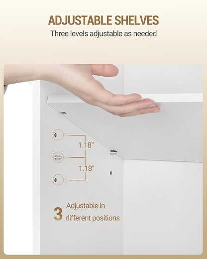 Hzuaneri Shoe Storage Cabinet, 10 Tiers Shoe Cabinet with 2 Cloth Drawers, Wooden Freestanding Shoes Organizer with 2 Hooks, 40-45 Pairs, Shoes Cubby Organizer for Entryway, White SR52903MI