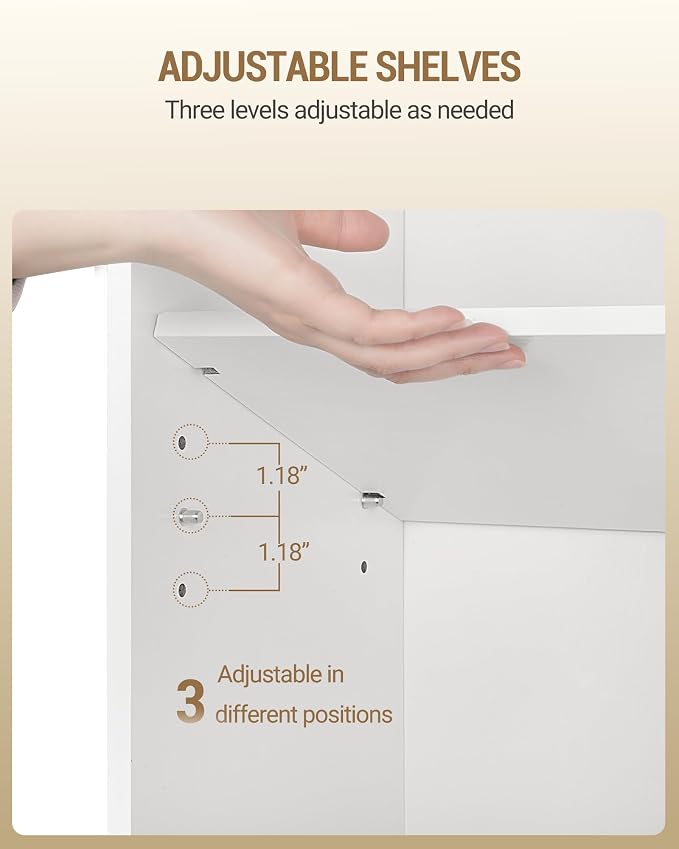 Hzuaneri Shoe Storage Cabinet, 10 Tiers Shoe Cabinet with 2 Cloth Drawers, Wooden Freestanding Shoes Organizer with 2 Hooks, 30-35 Pairs, Shoes Cubby Organizer for Entryway, White SR56303MI