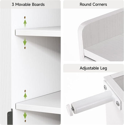 ComfyCorner White 7+1 Tier Farmhouse Shoe Storage Cabinet - 45" Tall Entryway Organizer with Cross Molding Doors, 3 Adjustable Shelves & Metal Legs, Shoe Rack for Front Door Entrance