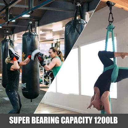 Hammock Hanging Kit,Hanging Chair Hardware 360°Rotating 1000 lb Capacity Hammock Hooks Heavy Duty,Hammock Chair Hanging Kit & Swing Ceiling Hook Snap for Hammock Chair Stand,Seat, Tree,Yoga,Gym(Black)