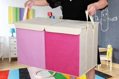 YOLOXO Toy Box Chest, Collapsible Sturdy Storage Bins with Lids, Extra Large Kids Toy Storage Organizer Boxes Bins Baskets for Kids, Boys, Girls, Nursery Room, Playroom, Closet (Pink)
