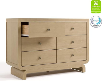 Storkcraft Santorini 6 Drawer Double Dresser (Driftwood) - GREENGUARD Gold Certified, Interlocking Drawer System, Dresser Drawer Organizer for Kids Bedroom