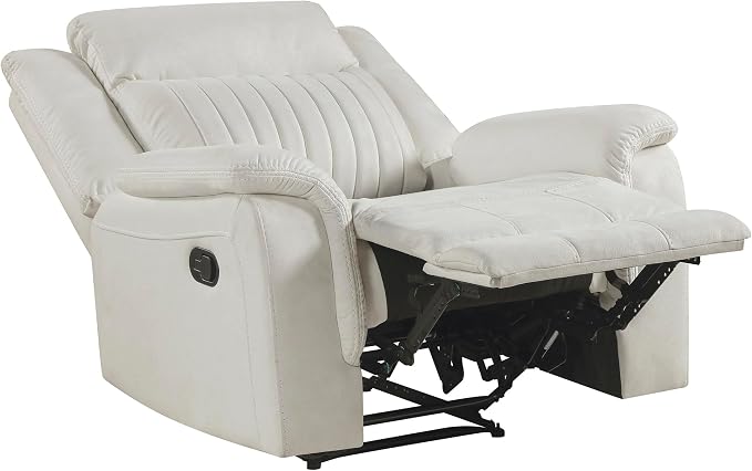 Lexicon Manual Recliner Chair, Polished Microfiber Reclining Sofa Chair, Home Theater Seating, Wall Hugger Manual Recliner for Living Room/Office/Apartment, Beige